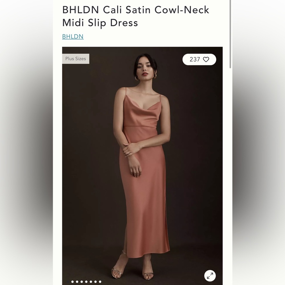 BHLDN Pink Cali Satin Dress Size 4